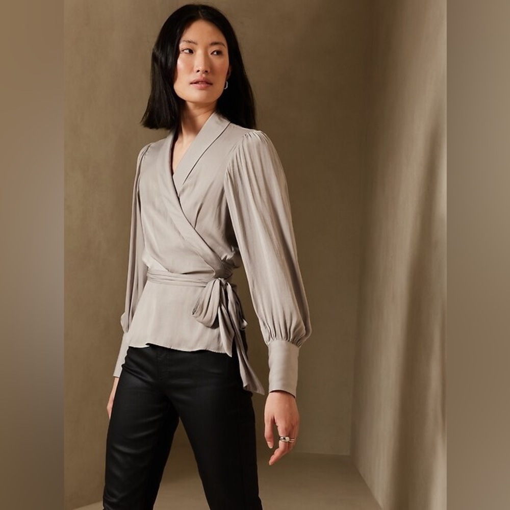 Banana Republic SATIN TIE-WRAP BLOUSE